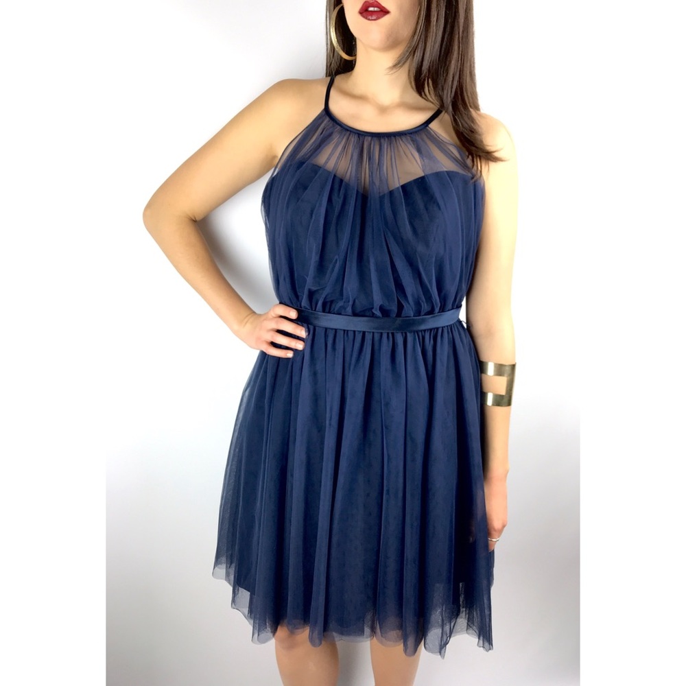Women's Size 12 SORELLA VITA navy blue tulle formal dress